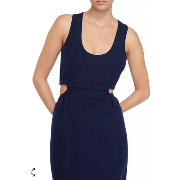 Johnathon SIMKHAI Melly Ribbed Side Cutout Dress in Navy NWT Size XS - Picture 2 of 10